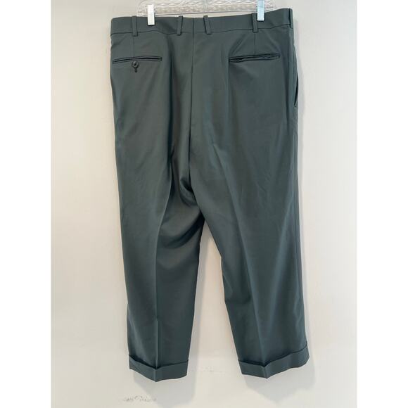 Holland & Sherry 2 Piece 3 Button Suit Dark Sage Green Pleated Pants 44 / 37 JL - Picture 8 of 16